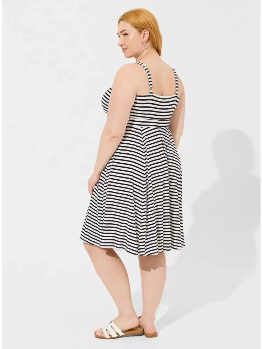 Torrid Black & White Stripe Super Soft Tie Front Skater Dress - Picture 4 of 4